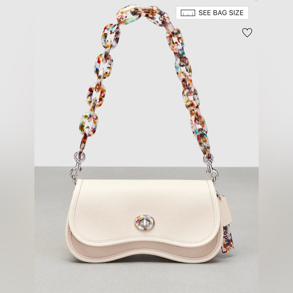 NWT Coach Wavy Dinky COACHTOPIA LEATHER Resin Chain Purse Shoulder Bag Signature